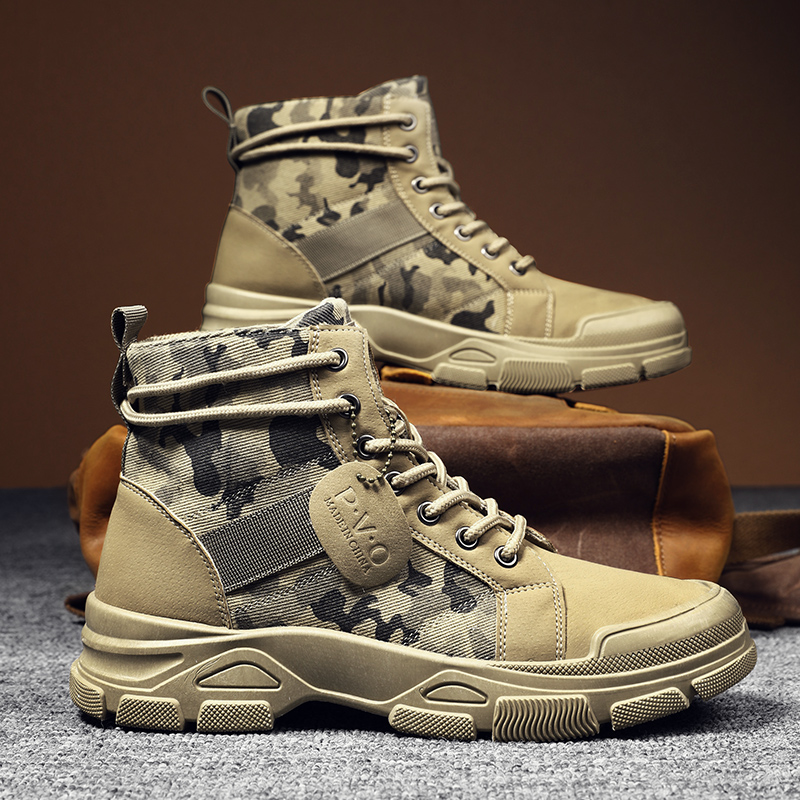 Men'S Shoes Dq - High-Top-Stiefel für Herren, Herbst-Camouflage-Wüsten-Freizeitschuhe, Herrenstiefel, atmungsaktive,
