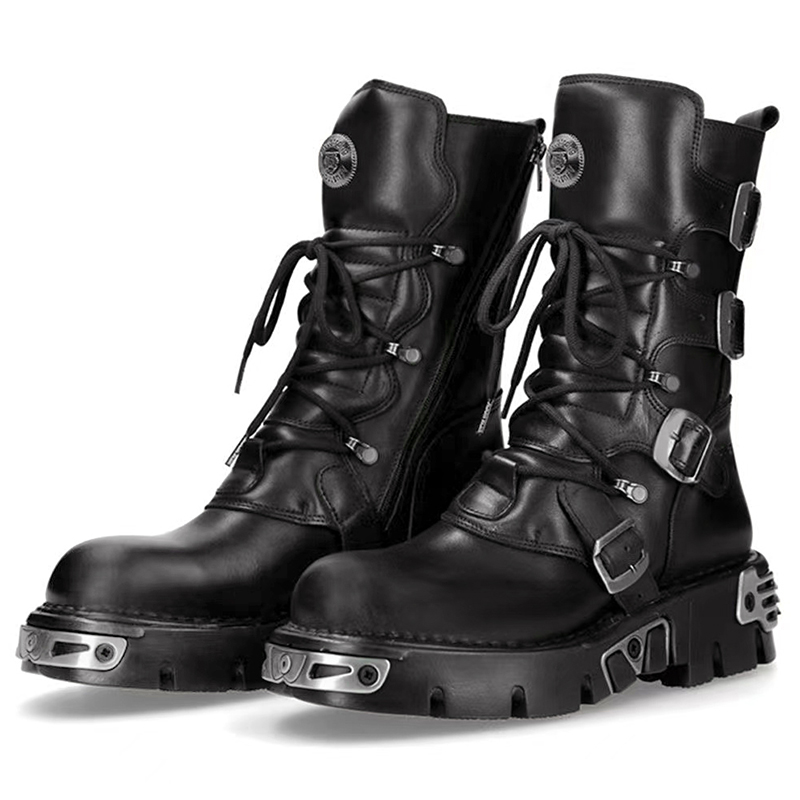 Men'S Shoes Dq - Männer Luxusmode Punk Gothic hohe Motorradstiefel