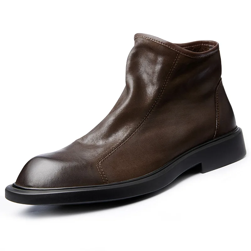 Men Shoes For Wedding - Warme Herren-Stiefel aus echtem Leder, Retro-britischer