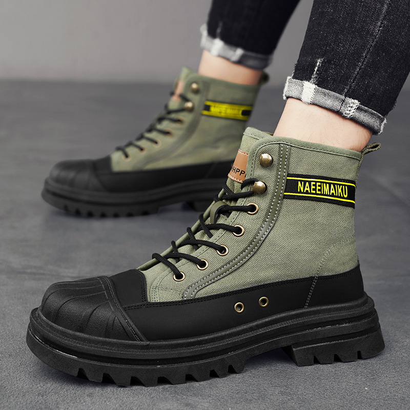 Men'S Shoes Popular - Herren Leinwand Stiefel Mode High Top