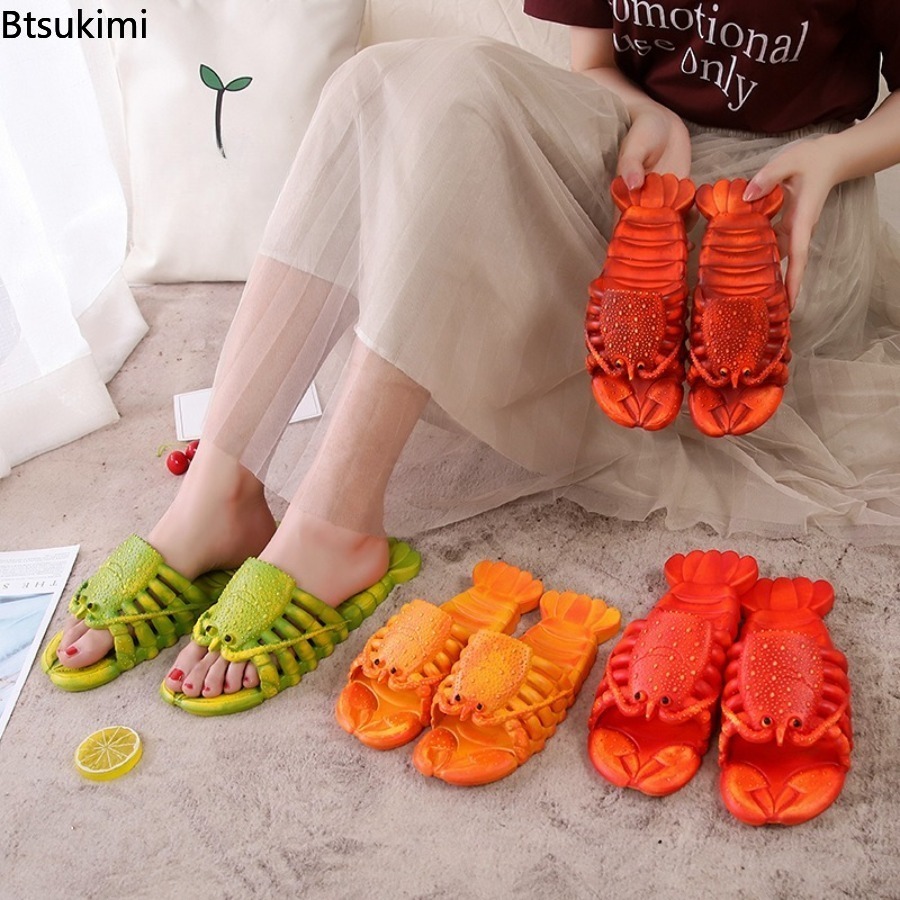 Men Shoes Size To Women - Neue 2026 Sommer-Spaß Cartoon-Hummer-Hausschuhe PVC Weiche