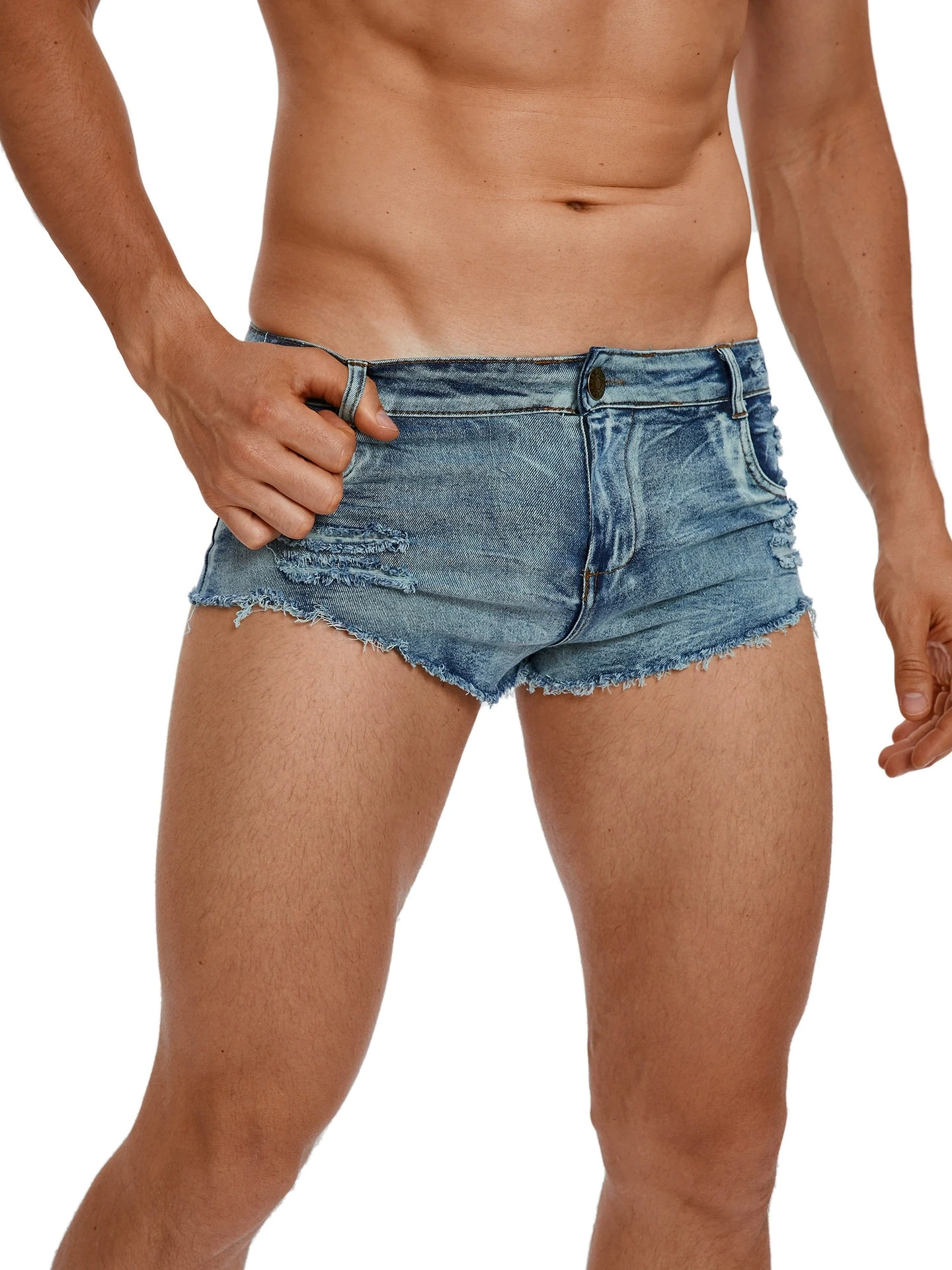 Men'S Shoes For Jeans - Herren-Jeansshorts mit Niedriger Taille, Modische Taschen,