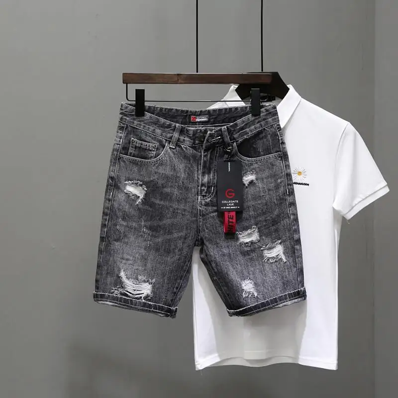 Men'S Shoes For Jeans - Herren kurze Jeans Hosen schwarz grau