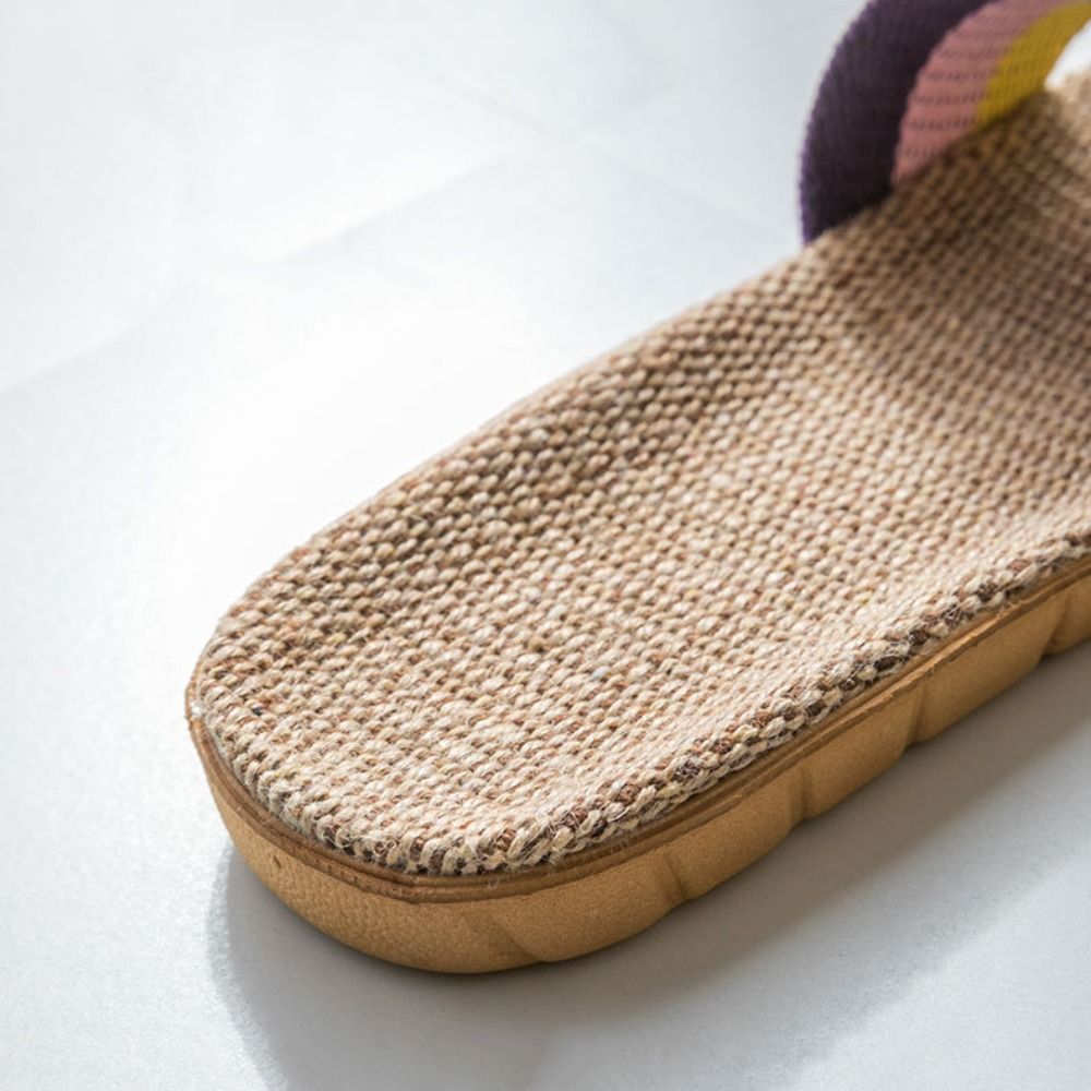 Men'S Shoes In Fashion - Modische Ethnische Leinen-Kreuzpantoffeln Weiche Flachs-Slides Sandalen