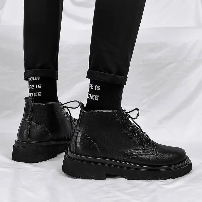 Leder Schwarz Männer High Top  – Men'S Shoes With Height Increase Bewertung und Preis