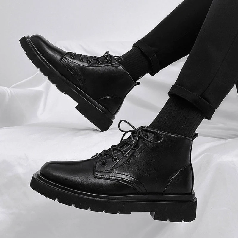 Leder Schwarz Männer High Top  – Men'S Shoes With Height Increase Bewertung und Preis