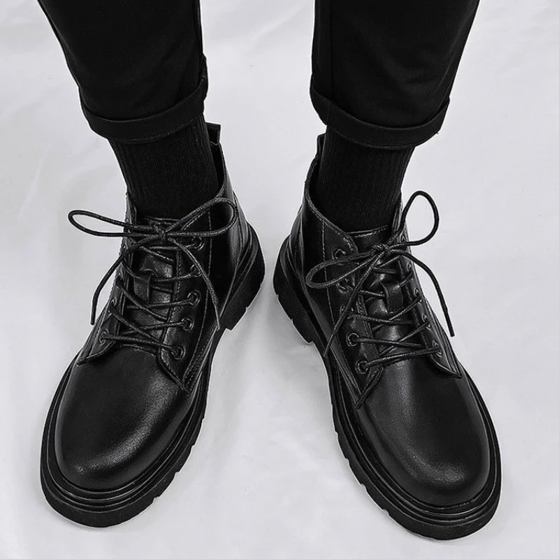 Leder Schwarz Männer High Top  – Men'S Shoes With Height Increase Bewertung und Preis