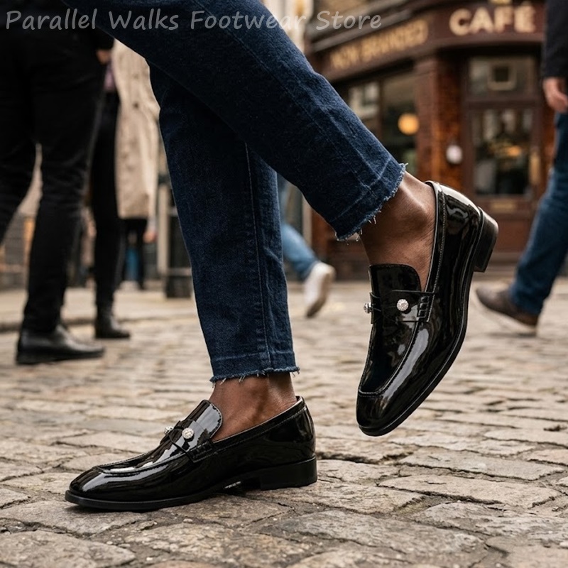 Herren Schwarze Lackleder-Imit – Men Shoes For Wedding Bewertung und Preis